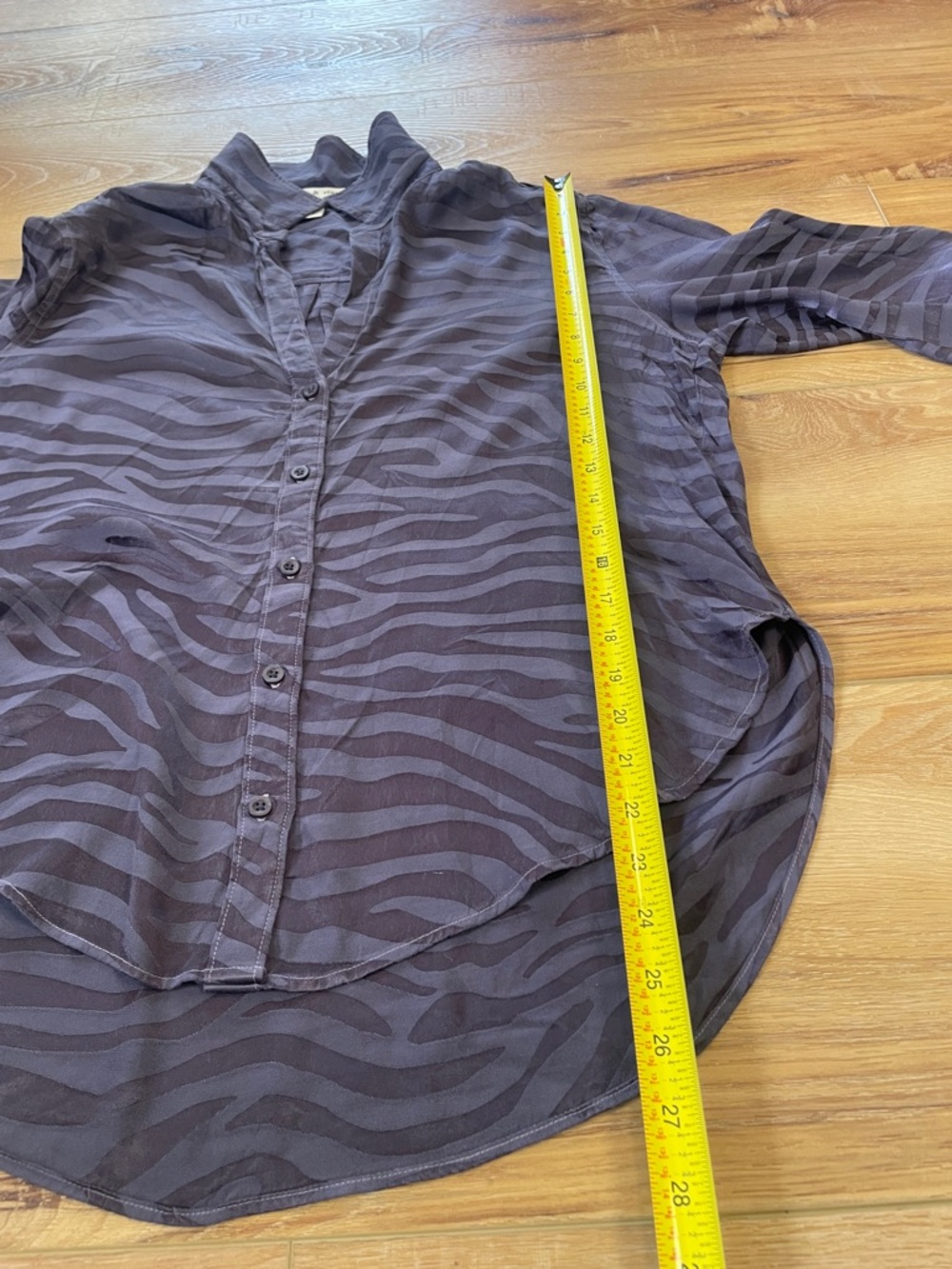 Rare Cloth & Stone For Anthropologie Dark Purple Zebra-Print Button‎ Down Shirt - Picture 4 of 9